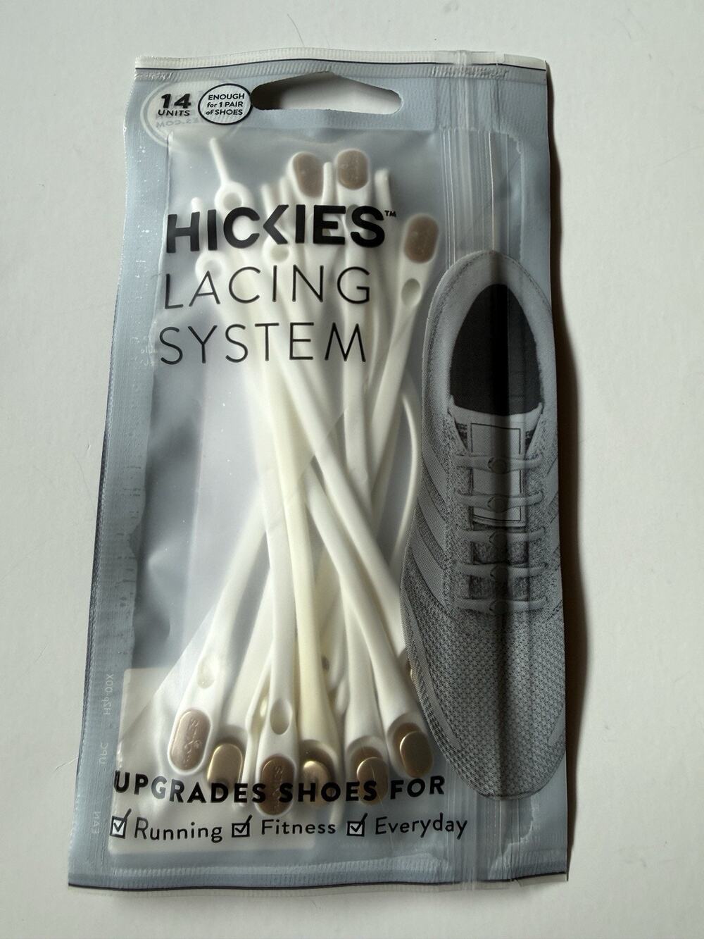 HICKIES No Tie Elastic Shoe Lacing System White Gold 14 Units New
